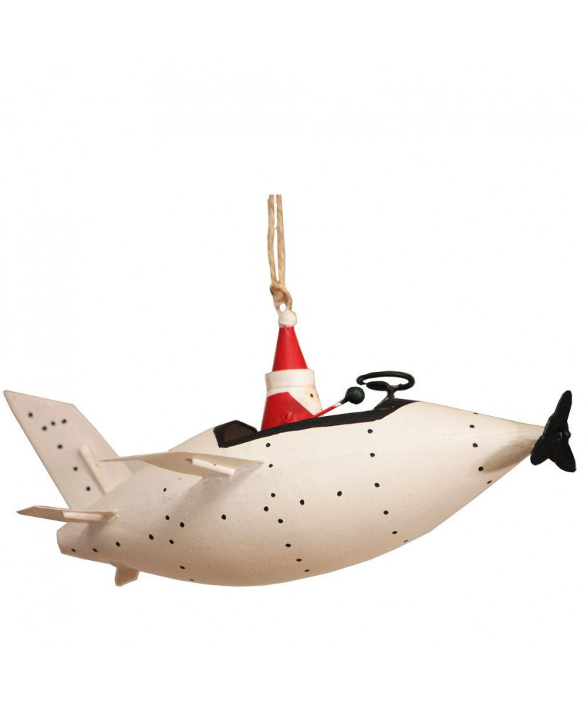 Αγ. Βασίλης Σε Λευκό Αεροπλάνο Κρεμαστό 12,5εκ