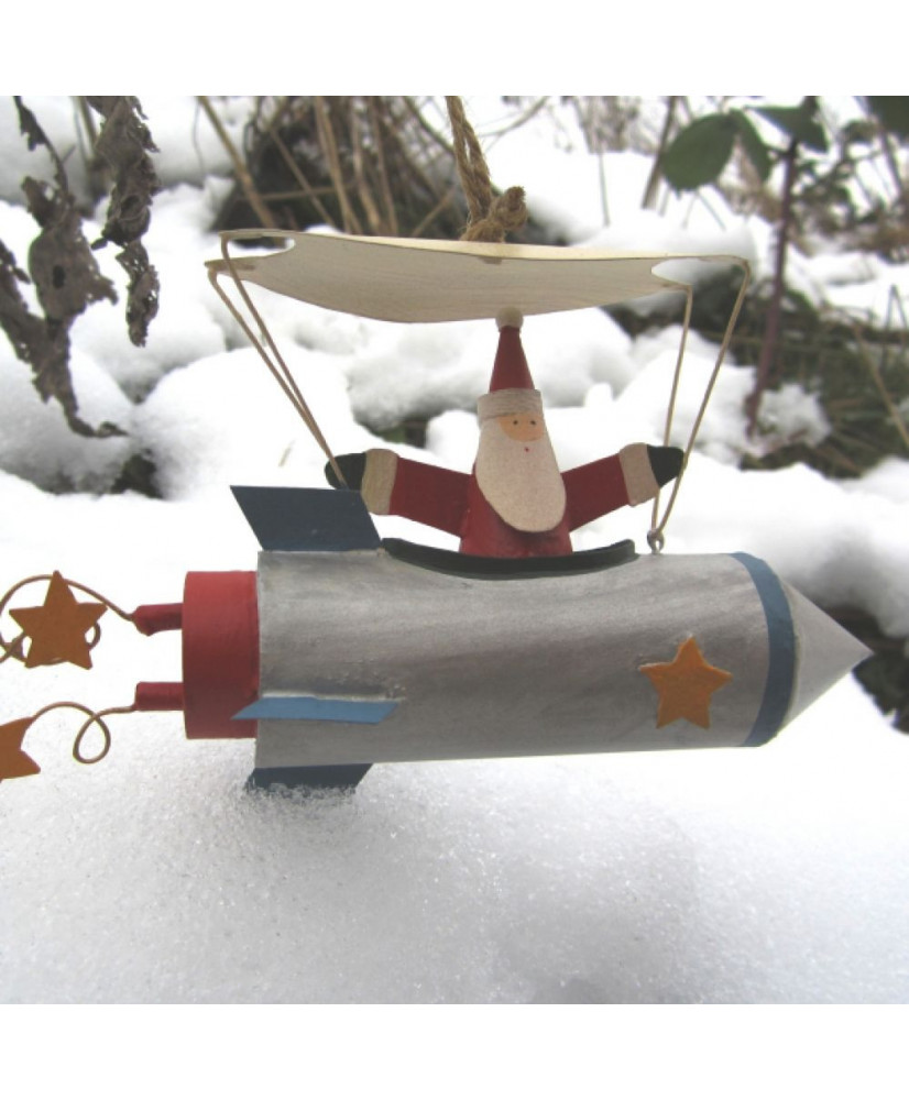 Αγ. Βασίλης Σε Ασημί Πύραυλο Κρεμαστό 19εκ