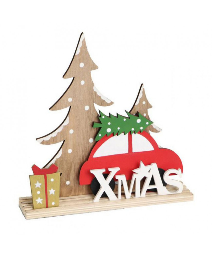 Ξύλινο Διακοσμητικό Αυτοκίνητο Και Δέντρο 26εκ