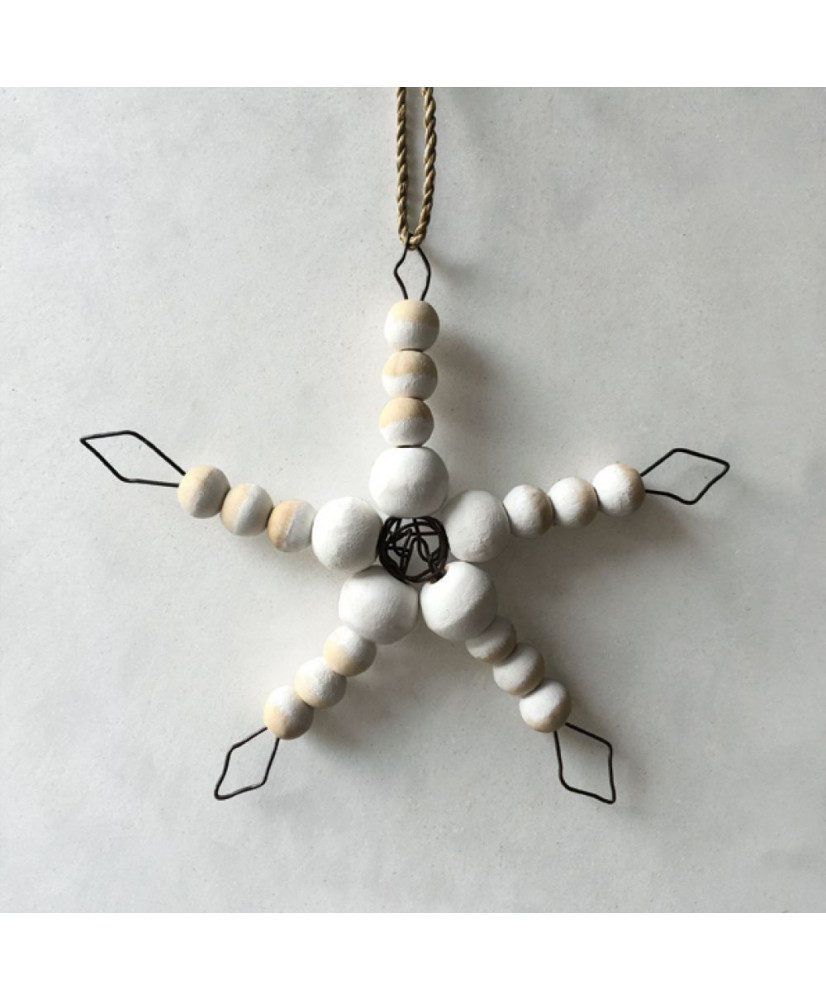 Αστέρι Συρμάτινο Με Χάντρες Ξύλινες 14,5εκ