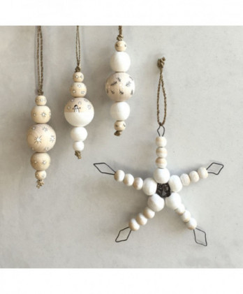 Αστέρι Συρμάτινο Με Χάντρες Ξύλινες 14,5εκ