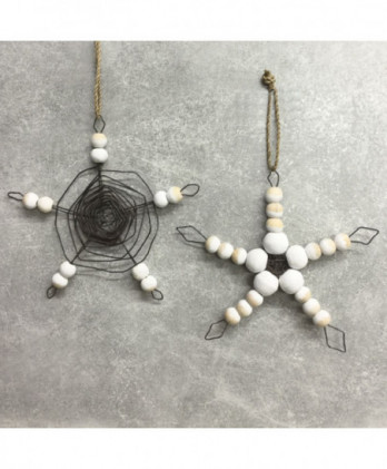 Αστέρι Συρμάτινο Με Χάντρες Ξύλινες 14,5εκ