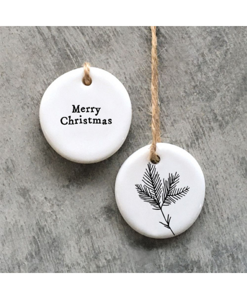 Στολίδι Φλοράλ Από Πορσελάνη Με Ευχή Merry Christmas