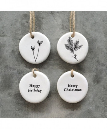 Στολίδι Φλοράλ Από Πορσελάνη Με Ευχή Merry Christmas