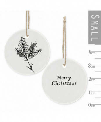 Στολίδι Φλοράλ Από Πορσελάνη Με Ευχή Merry Christmas
