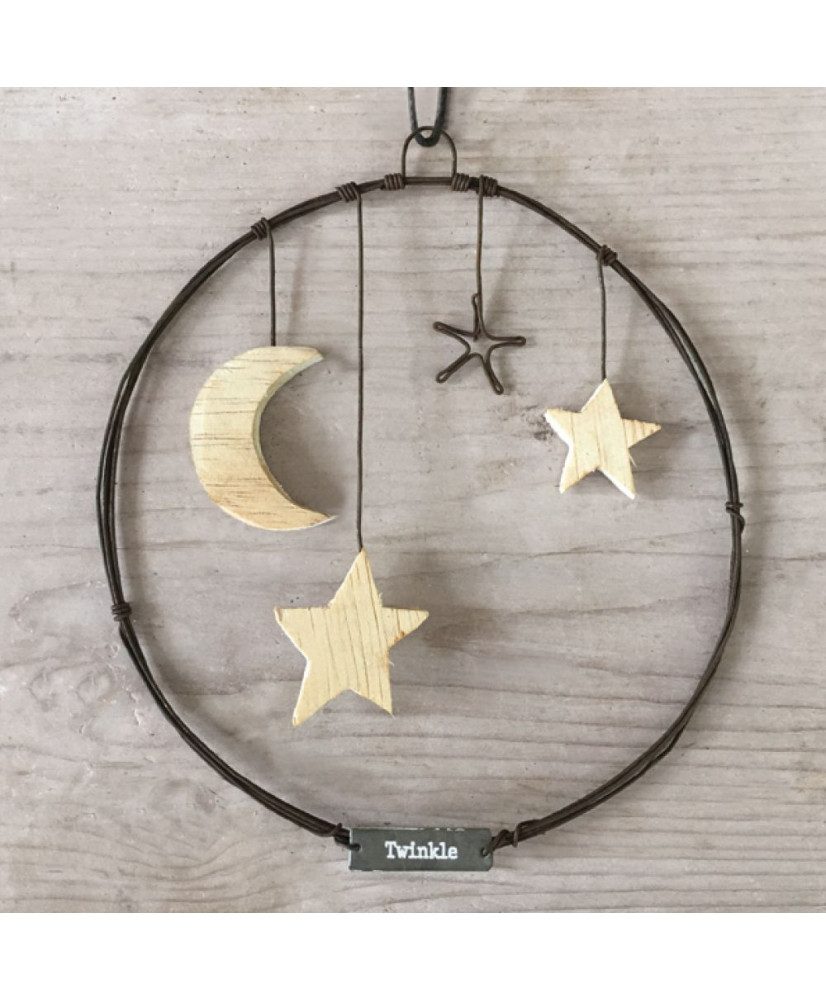 Στεφάνι Από Σύρμα Μεγάλο Με Αστεράκια Κρεμαστό 15,5εκ