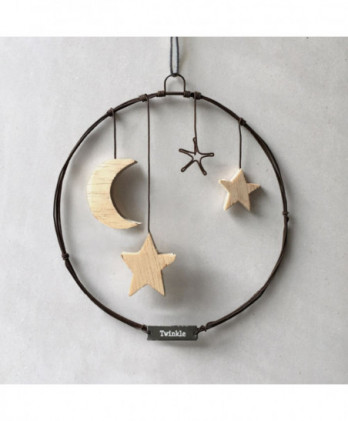 Στεφάνι Από Σύρμα Μεγάλο Με Αστεράκια Κρεμαστό 15,5εκ