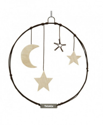 Στεφάνι Από Σύρμα Μεγάλο Με Αστεράκια Κρεμαστό 15,5εκ