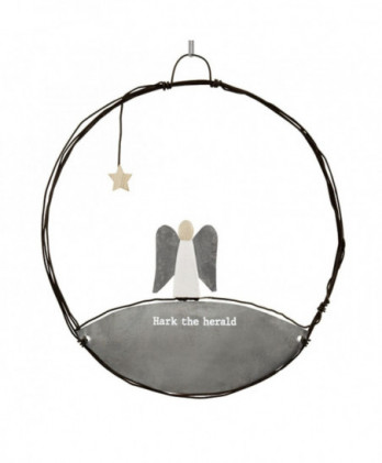 Στεφάνι Από Σύρμα Μεγάλο Με Άγγελο Κρεμαστό 15,5εκ