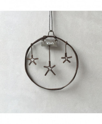 Στεφάνι Από Σύρμα Μικρό Με Αστέρια Κρεμαστό 7εκ