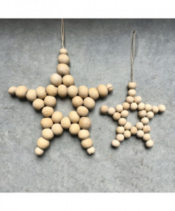 Αστέρι Μεγάλο Από Ξύλινες Χάντρες Κρεμαστό 16εκ.