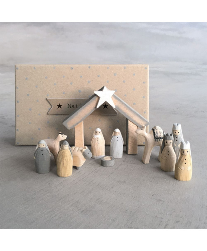 Φάτνη Μικρή Ξυλόγλυπτη Σε Φυσικό Χρώμα 17x10εκ