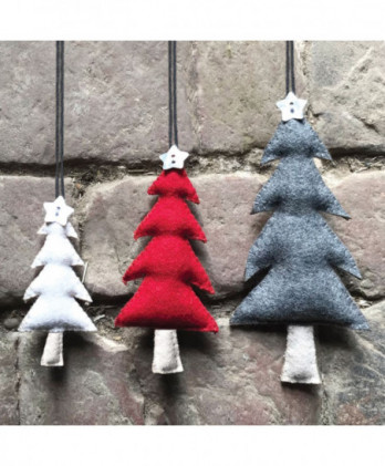 Δέντρο Από Φελτ Σε Κόκκινο Χρώμα Κρεμαστό 11x5εκ