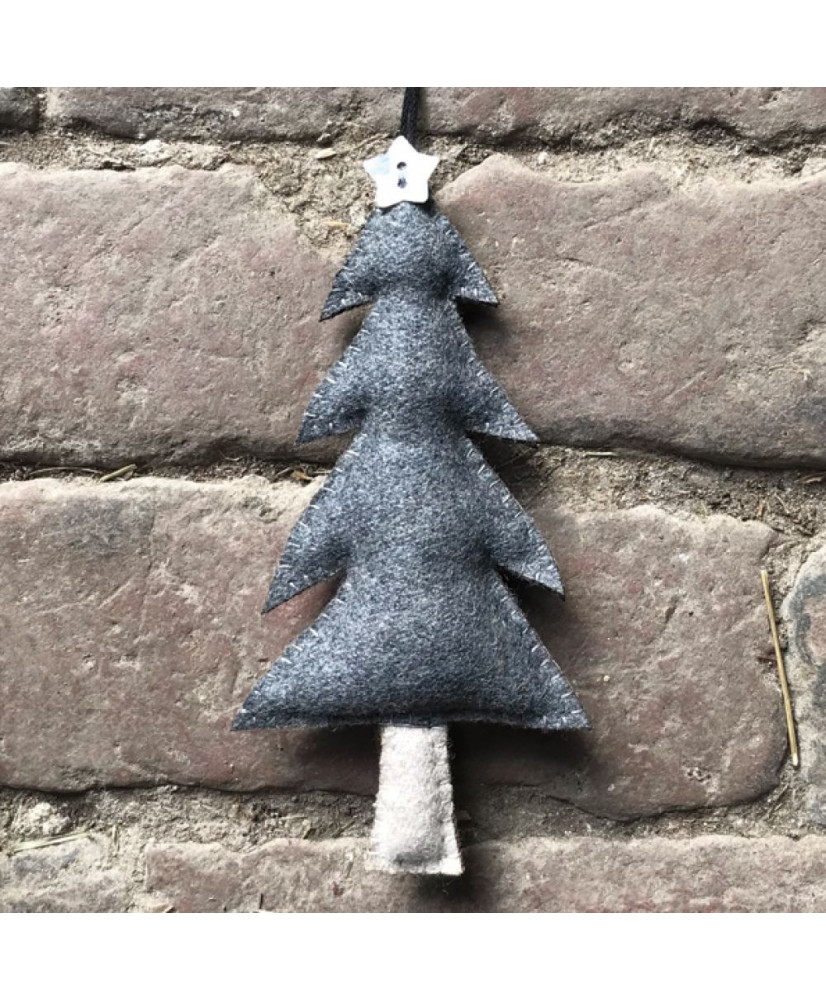 Δέντρο Από Φελτ Σε Γκρι Χρώμα Κρεμαστό 14x7εκ