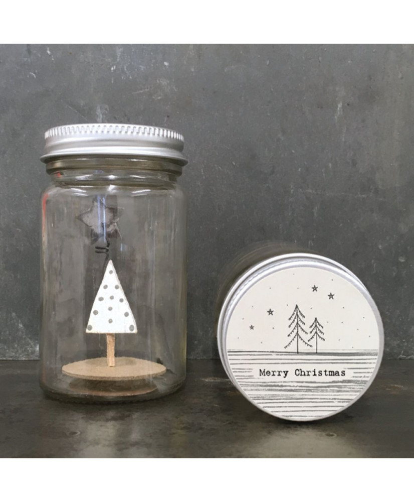 Σκηνή Σε Βάζο Με Δέντρο Και Μήνυμα Merry Christmas 9,5εκ