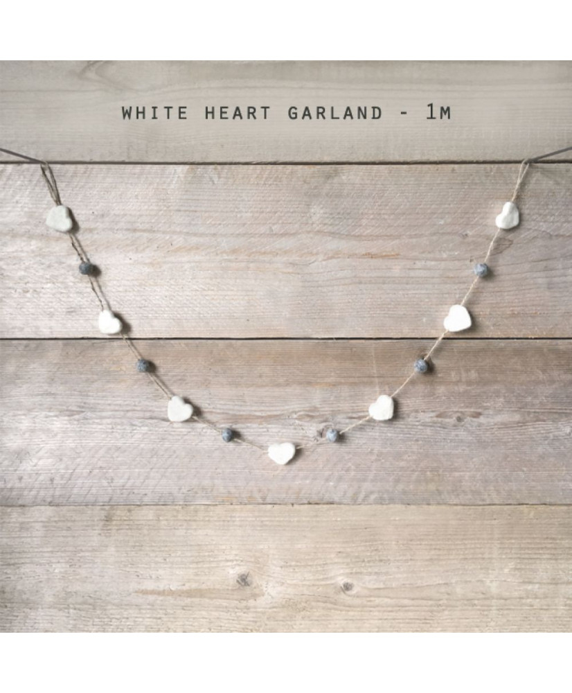 Γιρλάντα Με Καρδιές Λευκές Από Φλετ 1μ