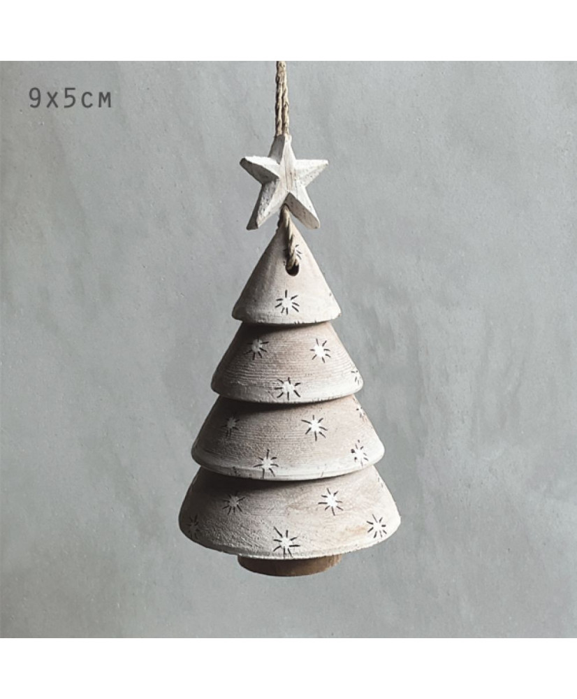 Δέντρο Ξύλινο Με Νιφάδες Κρεμαστό 10εκ