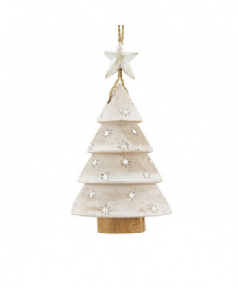 Δέντρο Ξύλινο Με Νιφάδες Κρεμαστό 10εκ