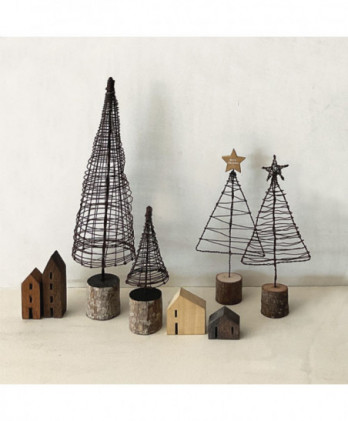 Δέντρο Συρμάτινο Και Αστεράκι Ξύλινο 19εκ