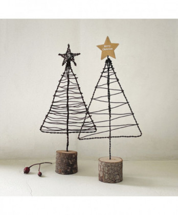 Δέντρο Συρμάτινο Και Αστεράκι Ξύλινο 19εκ