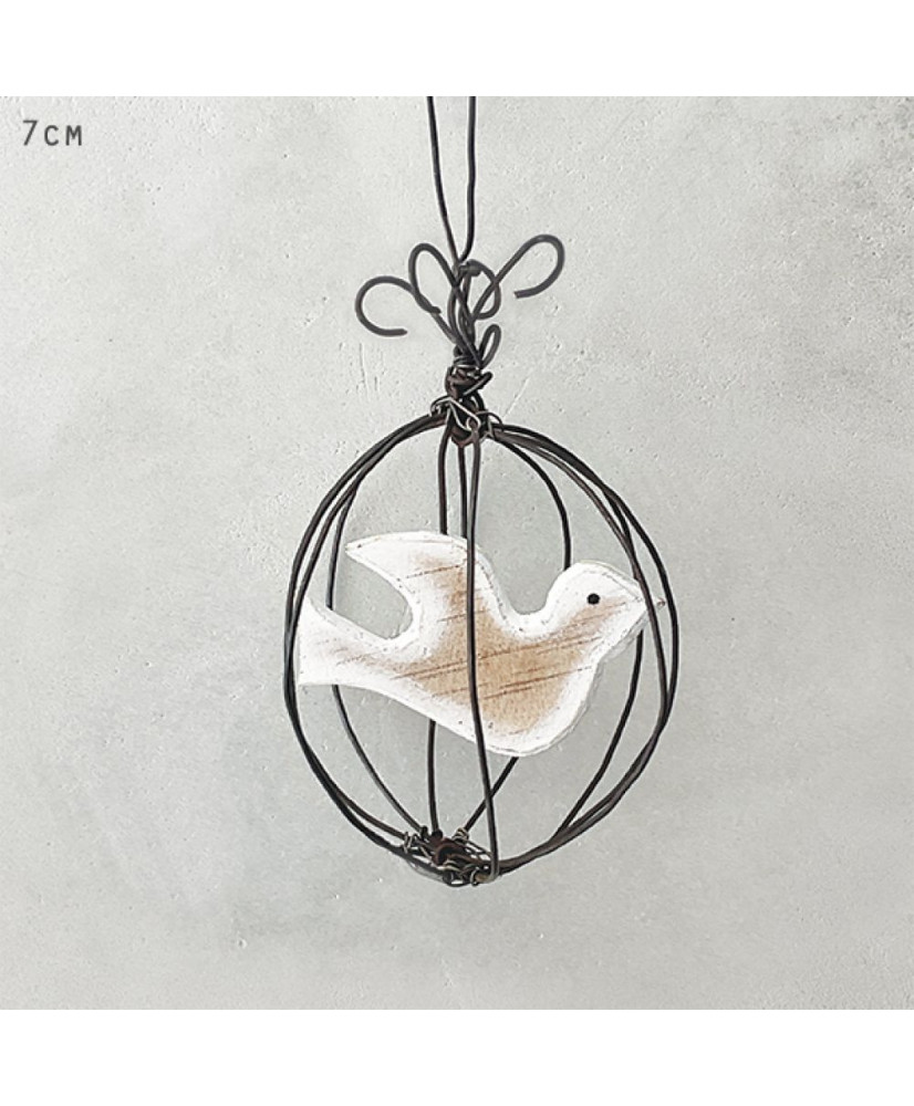 Συρμάτινη Μπάλα Με Ξύλινο Περιστέρι 5,5εκ