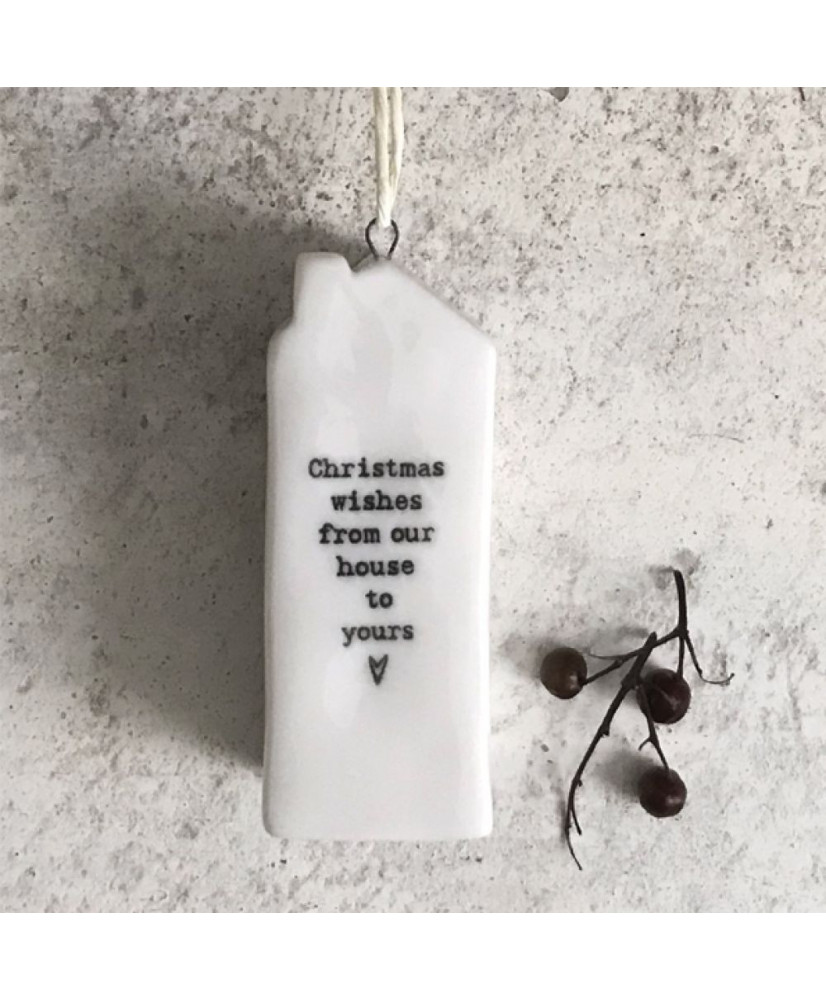 Πορσελάνινο στολίδι Σπίτι Με Μήνυμα Christmas wishes...7εκ