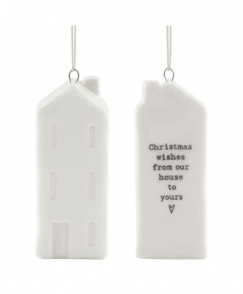 Πορσελάνινο στολίδι Σπίτι Με Μήνυμα Christmas wishes...7εκ