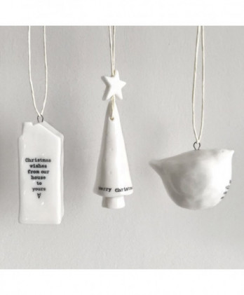 Πορσελάνινο στολίδι Σπίτι Με Μήνυμα Christmas wishes...7εκ