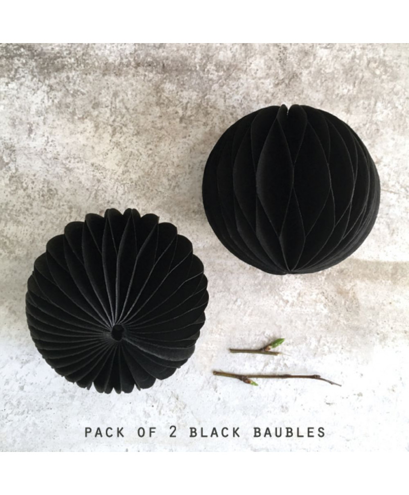 Μπάλες Κυψέλη Από Χαρτί Σε Μαύρο Χρώμα Σετ 2τεμ