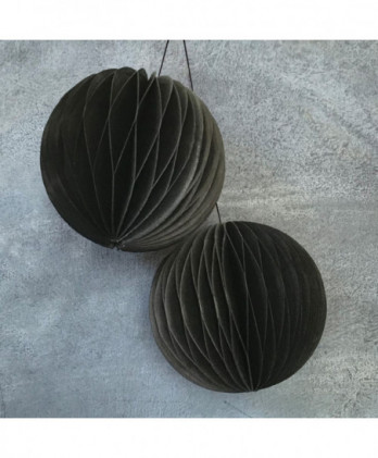 Μπάλες Κυψέλη Από Χαρτί Σε Μαύρο Χρώμα Σετ 2τεμ