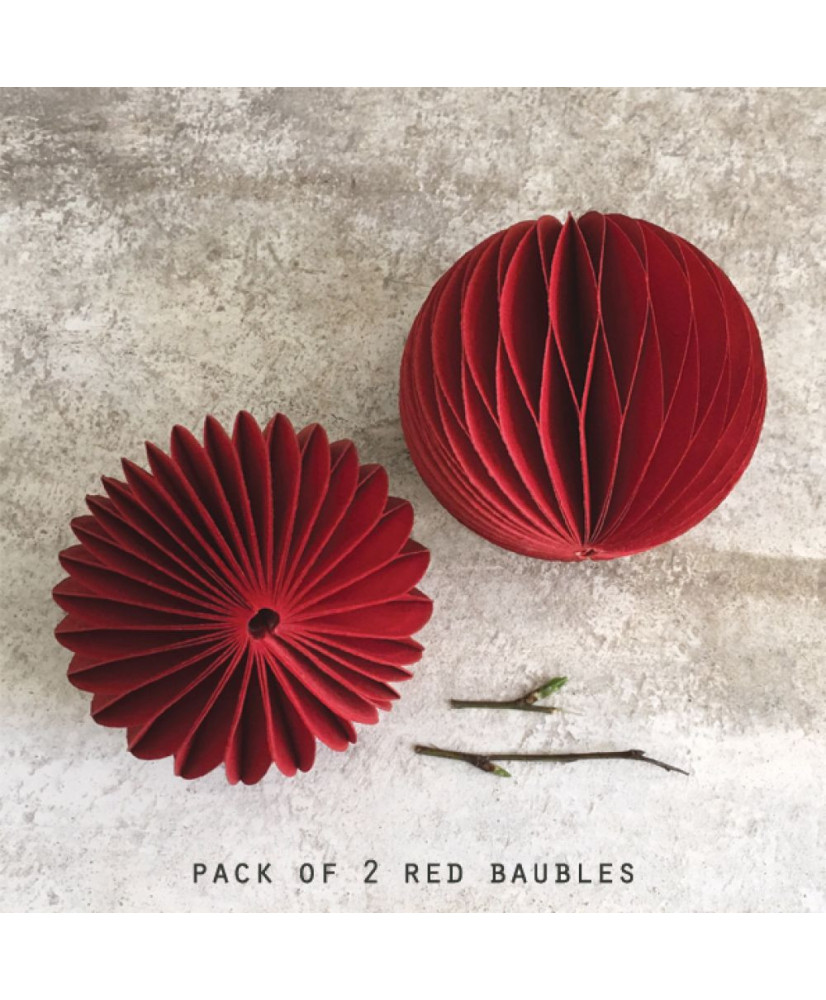 Μπάλες Κυψέλη Από Χαρτί Σε Κόκκινο Χρώμα Σετ 2τεμ