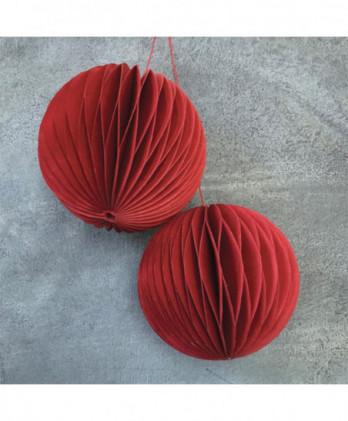 Μπάλες Κυψέλη Από Χαρτί Σε Κόκκινο Χρώμα Σετ 2τεμ