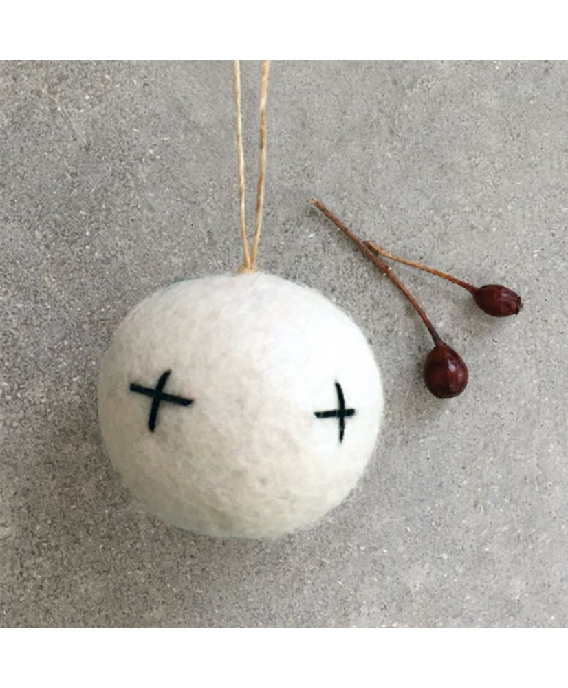 Μπάλα Λευκή Από Φλετ Και Μαύρο Κέντημα 5εκ