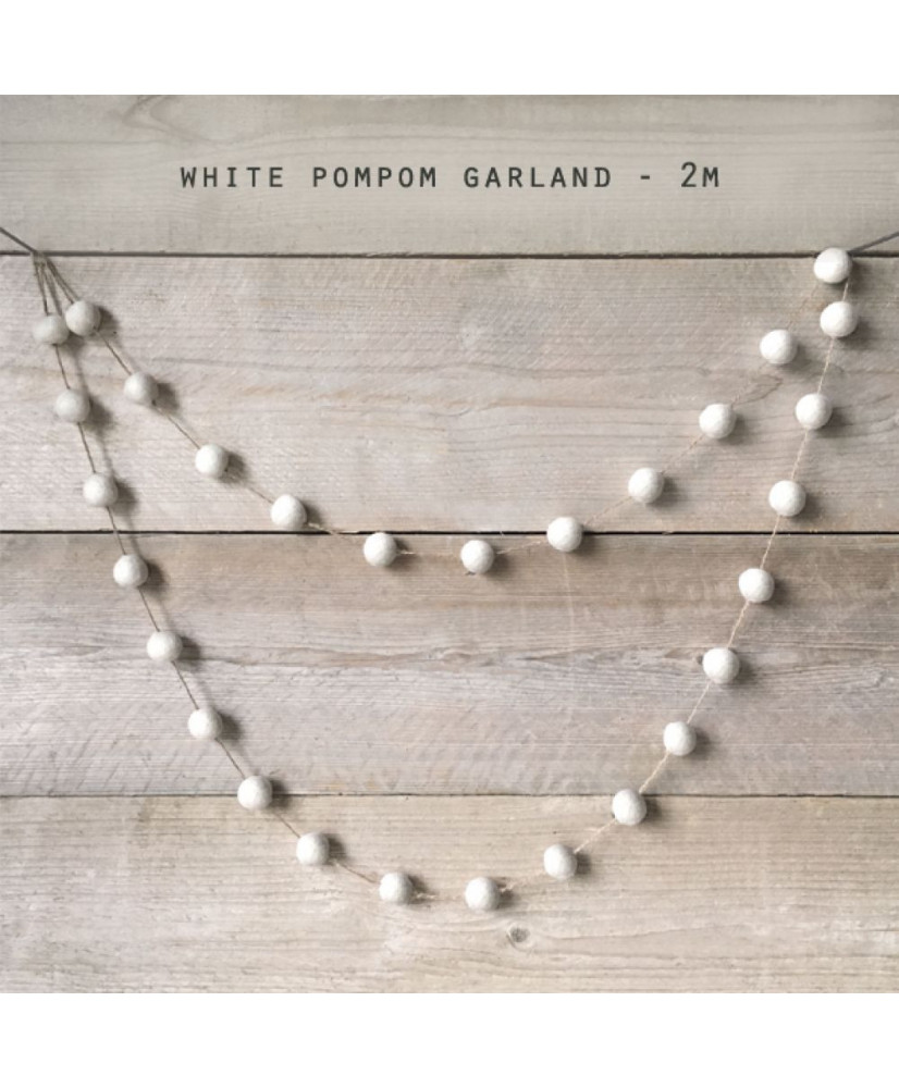 Γιρλάντα Πομπομ Σε Λευκό Χρώμα 2μ