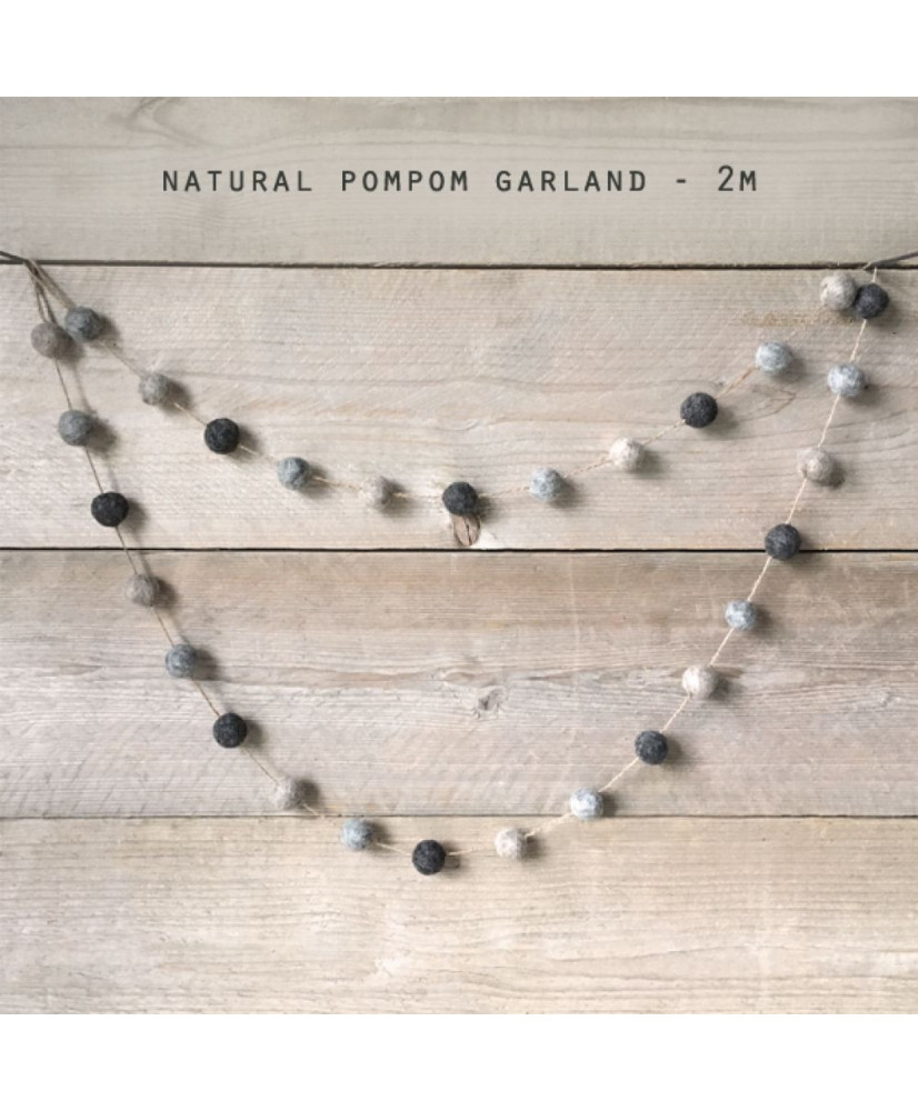 Γιρλάντα Πομπομ Σε Φυσικά Χρώματα 2μ