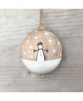 Μπάλα Ξύλινη Με Χιονάθρωπο 4εκ