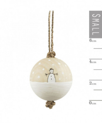 Μπάλα Ξύλινη Με Χιονάθρωπο 4εκ
