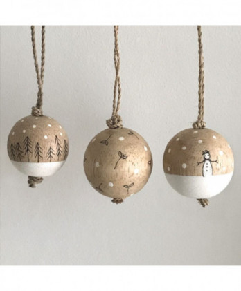 Μπάλα Ξύλινη Με Χιονάθρωπο 4εκ