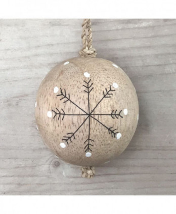 Μπάλα Ξύλινη Με Νιφάδες 5εκ