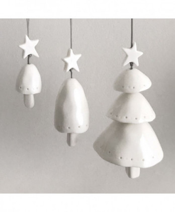 Δέντρο Από Πορσελάνη Και Αστεράκι Κρεμαστό 11,5εκ