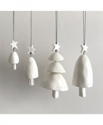 Δέντρο Από Πορσελάνη Και Αστεράκι Κρεμαστό 11,5εκ