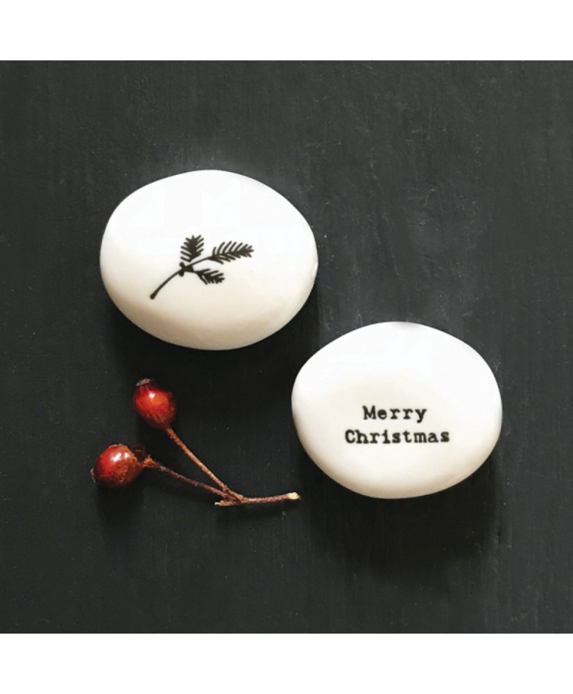Βότσαλο Από Πορσελάνη Με Κλαδί Berriew – Merry Christmas 4εκ
