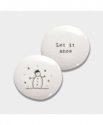 Βότσαλο Από Πορσελάνη Με Χιονάθρωπο –  Let it Snow…4εκ