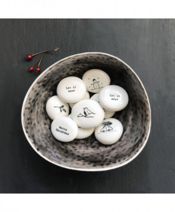 Βότσαλο Από Πορσελάνη Με Χιονάθρωπο –  Let it Snow…4εκ