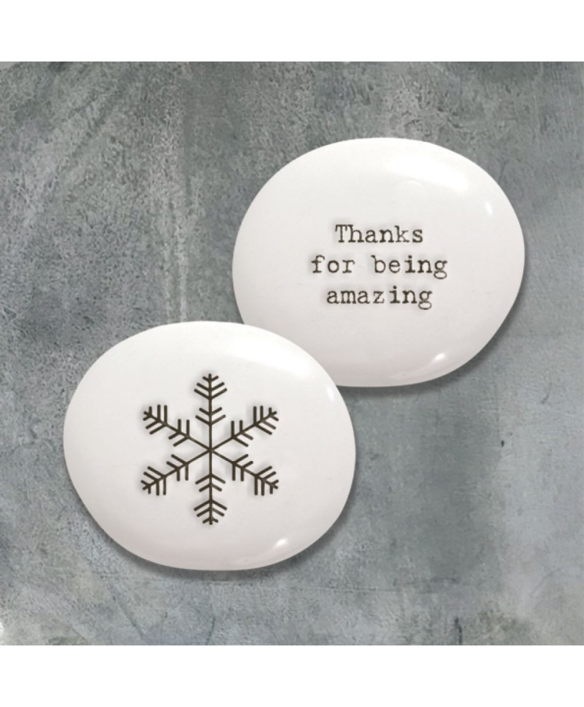 Βότσαλο Από Πορσελάνη Με Νιφάδα – Thanks For Being Amazing...4εκ