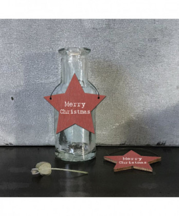 Aστεράκι Κόκκινο Από ξύλο – Merry Christmas