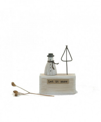 Ξύλινο Θέμα Με Χιονάθρωπο 4εκ