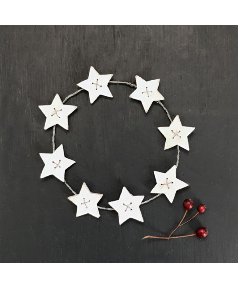 Στεφάνι Με Αστεράκια Από Ξύλο 13εκ