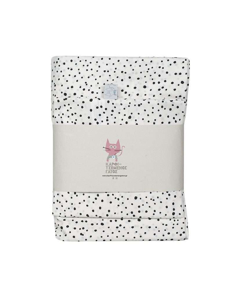 Σεντόνια Κούνιας Με Σχέδιο Stripe & Dots Σε Εκρού Χρώμα