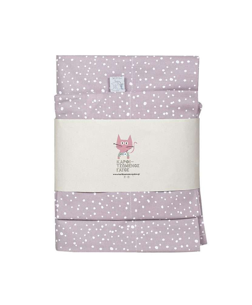 Σεντόνια Κούνιας Με Σχέδιο Stripe & Dots Σε Ροζ Χρώμα